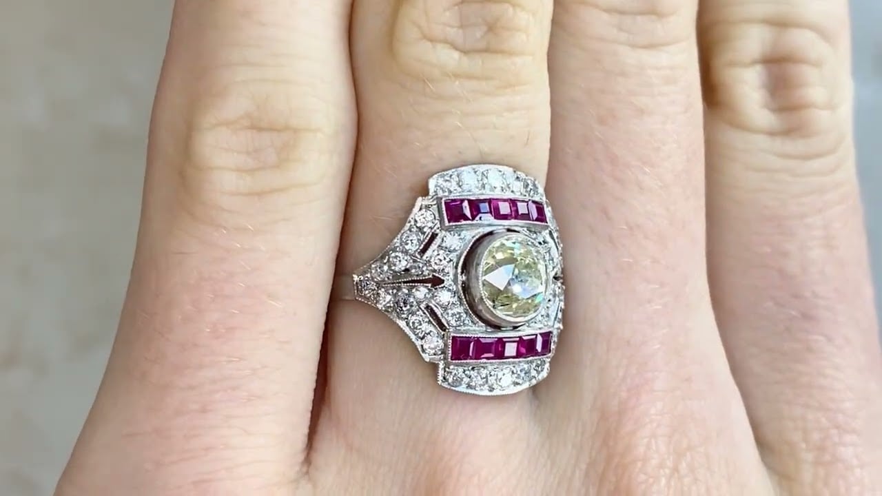 Art Deco 1.23ct Yellow Diamond Wellston Ring, Circa 1920