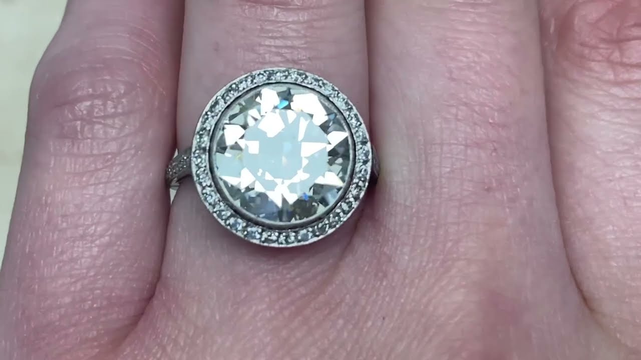 5.19ct Center Old European Cut Diamond Gallery Halo Engagement Ring - Yorkville Ring - Hand Video