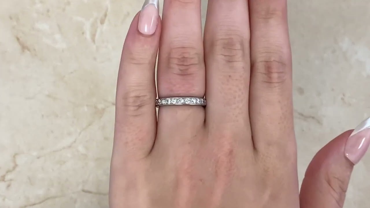 Antique Eternity Diamond Wedding Band. Roselle Band. Circa 1925.- Hand video