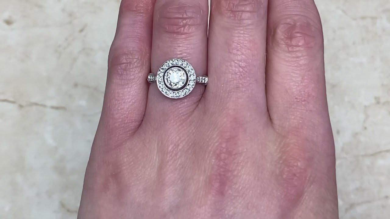 1.25ct Center Old Mine Cut Diamond Halo Engagement Ring - Brighton Ring - Hand Video
