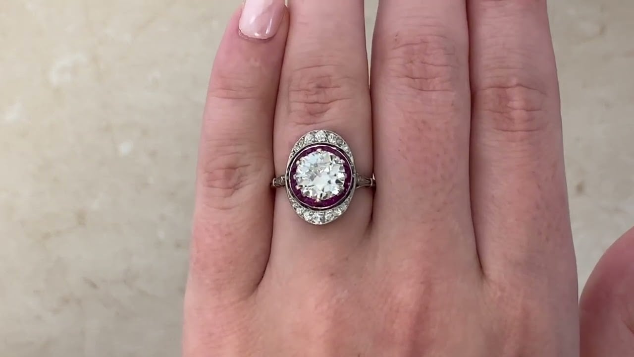 Art Deco 2.19ct Diamond and Ruby Dunbar Ring, Circa 1925