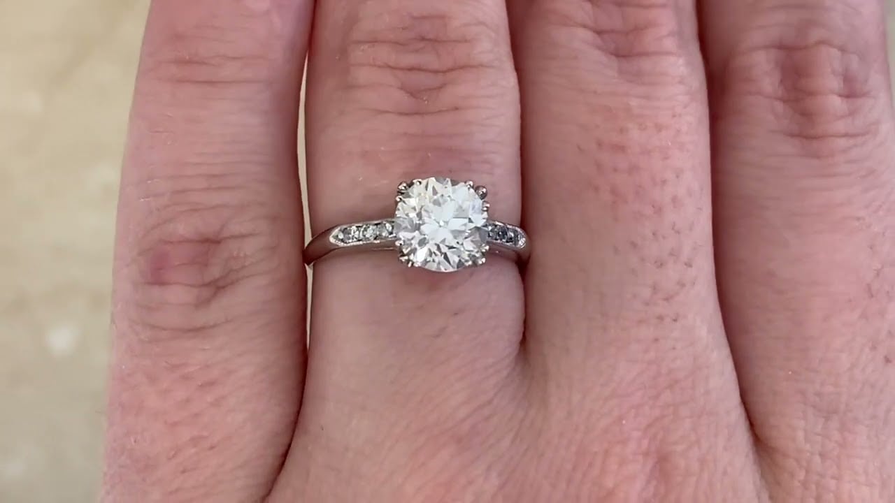 Antique GIA-certified 1.50ct Old European Cut Diamond Tonsberg Ring, circa 1925 - hand video