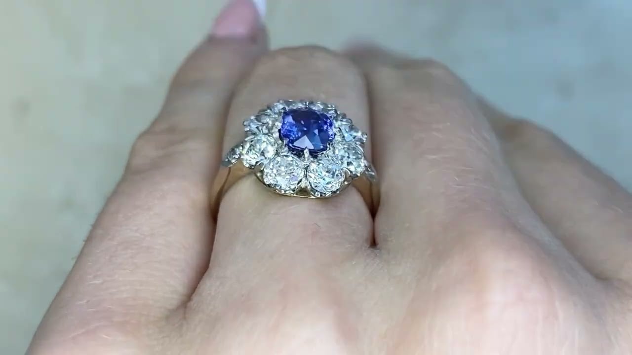 1.23ct Sapphire and Diamond Cluster Arnett Ring