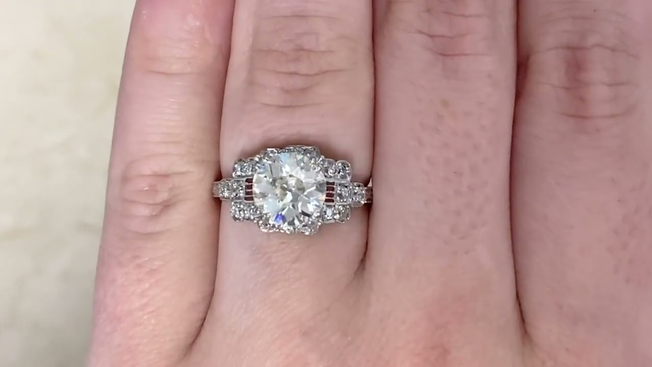 1.87 Carat Old European Cut Diamond Engagement Ring - Middletown Ring - Hand video