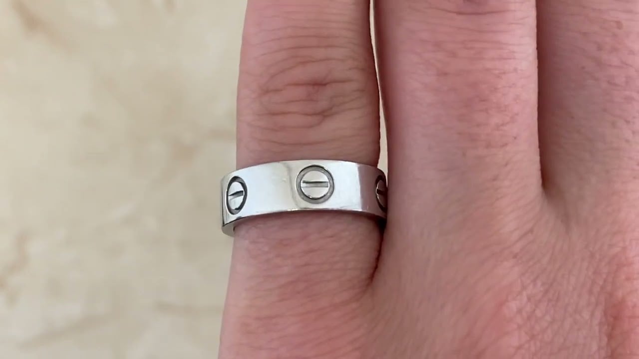 Cartier 18k White Gold Love Band - hand video