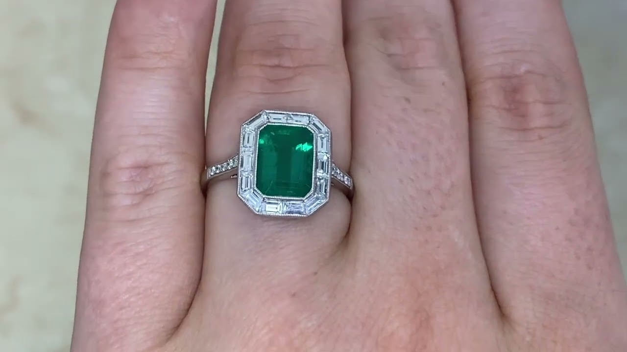 2.25ct Zambian Emerald and Diamond Acacia Ring - Hand Video -