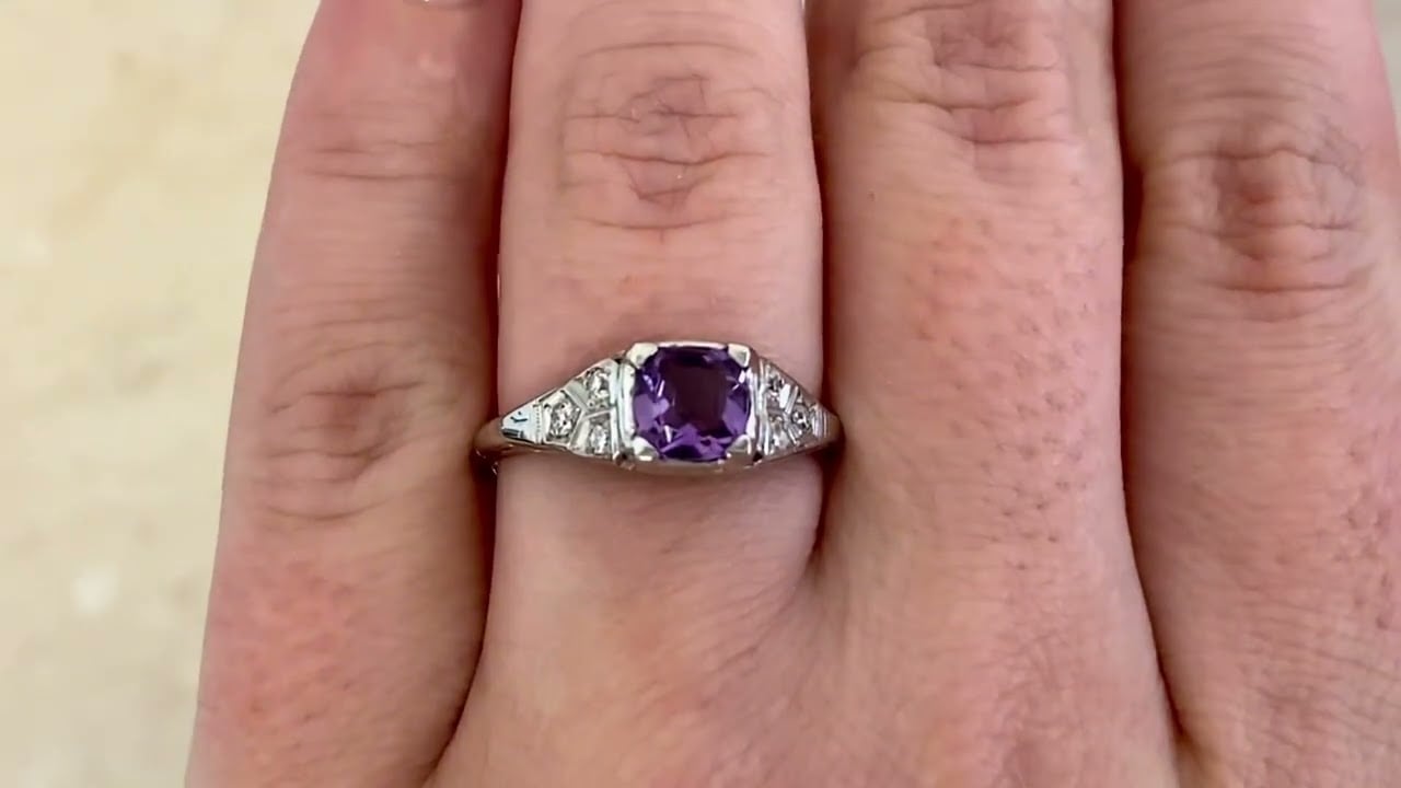 Antique Amethyst and Platinum Verona Ring. Circa 1930 ) hand video -