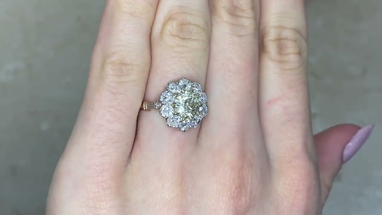 1.42ct Yellow Diamond Cluster Tubac Ring - hand video