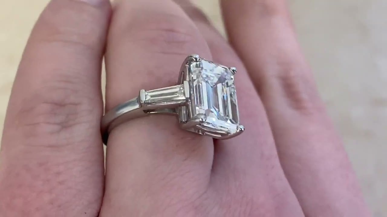 5.01ct Emerald Cut Diamond GIA Certified Engagement Ring -San Antonio Ring- Hand Video