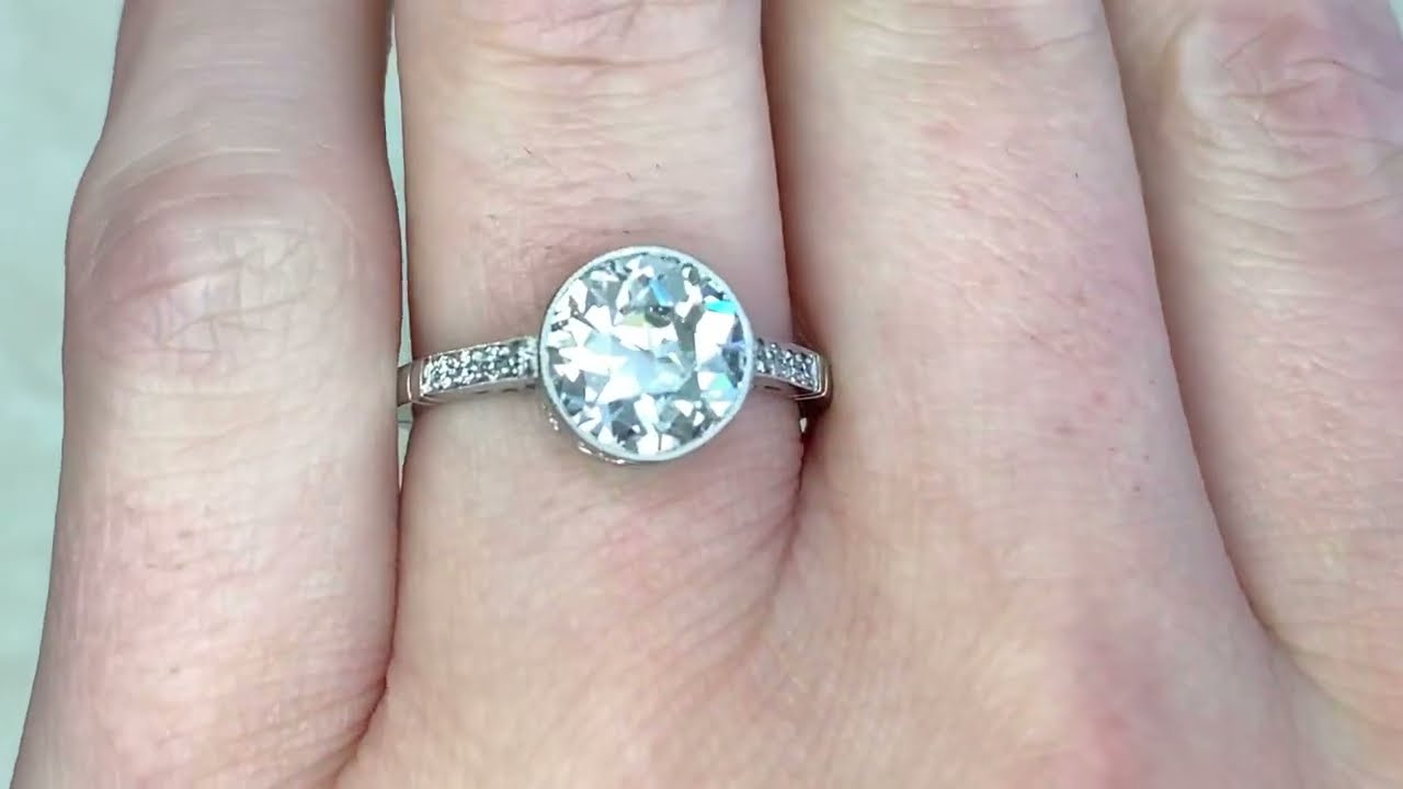 2.00ct Bezel Set Old European Cut Diamond Engagement Ring - Scottsboro Ring - Hand Video
