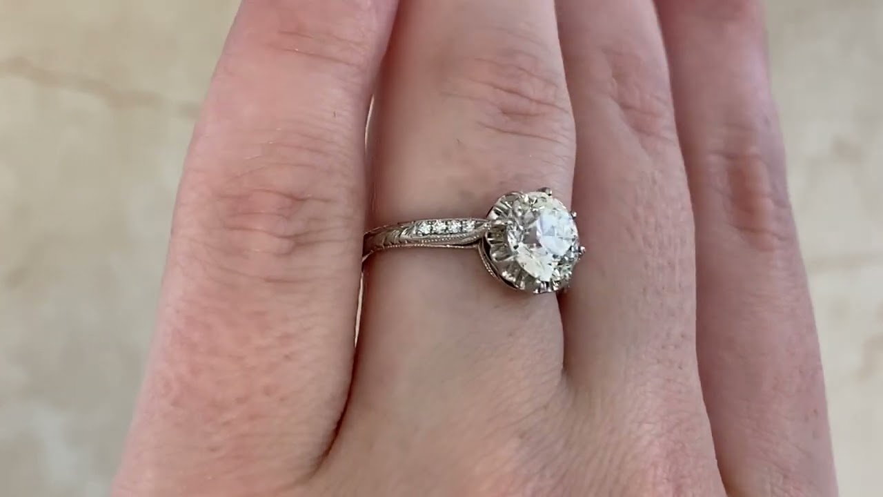 Art Deco 1.56ct Diamond Engraved Bairoil Ring, Circa 1920