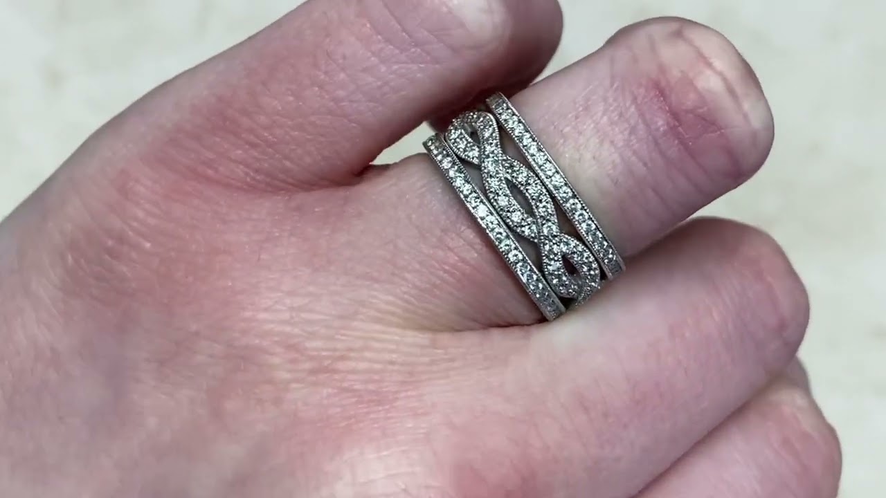 Diamond Vintage Inspired Infinity Twist Estate Wedding Band - Abbey Infinity Band - Hand Video