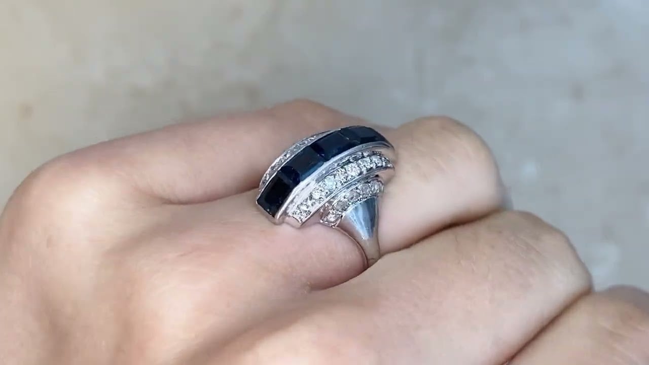 Art Deco Sapphire and Diamond Floris Ring, Circa 1935