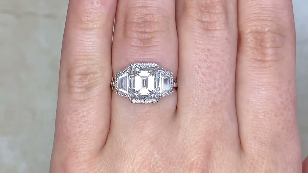 GIA certified 2.03ct Emerald Cut Diamond Ring - Burbank Ring - Hand Video.