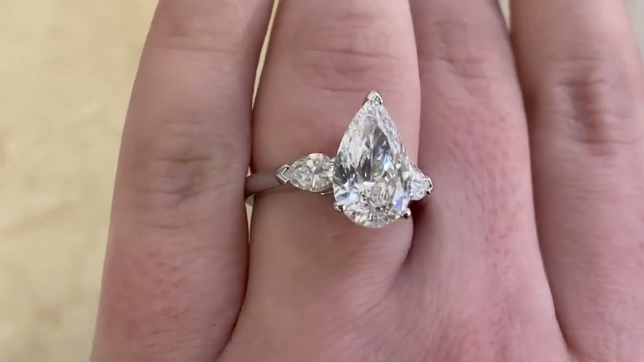 3.41ct Pear Shaped GIA Certified Diamond Engagement Ring - Graff Ring- Hand Video