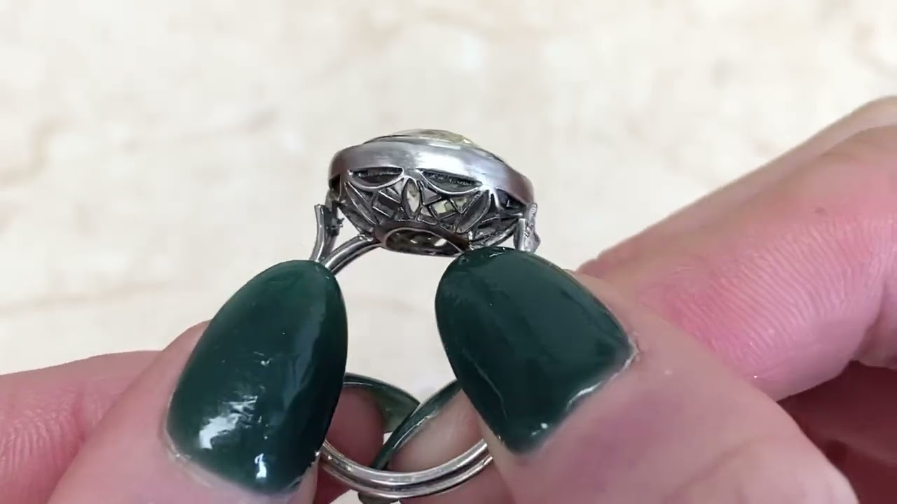 5.72ct Old European Cut Diamond Sapphire Halo Engagement Ring - Golders Green Ring - Hand Video