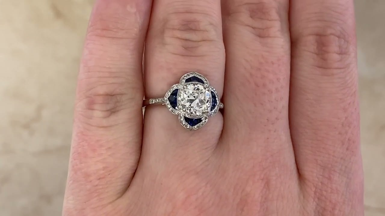 1.26ct GIA Diamond Floral Sapphire and Diamond Bedec Ring - hand video