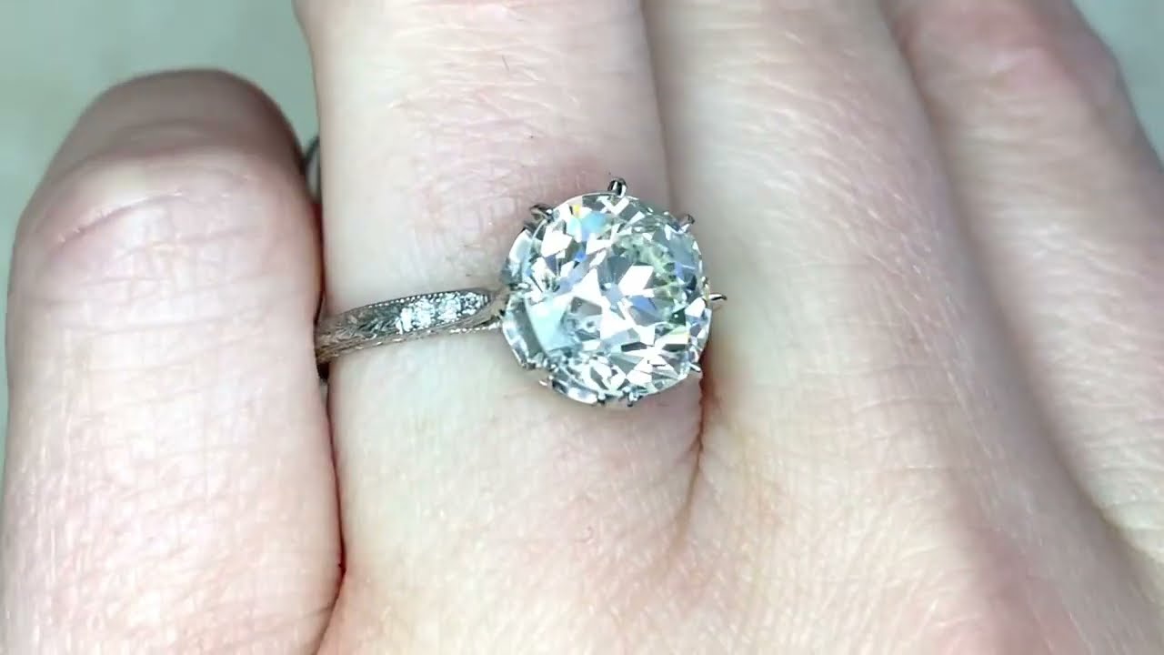 Antique 3.29ct Prong Set Diamond Engagement Ring - Whitby Ring. Circa 1920 - Hand Video