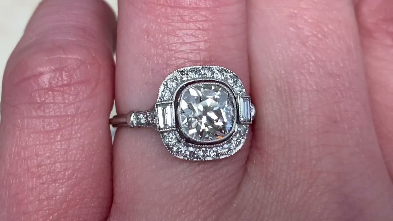 1.20ct Old Mind Cut Diamond Halo Engagement Ring Ring - Harrington Ring - Hand Video