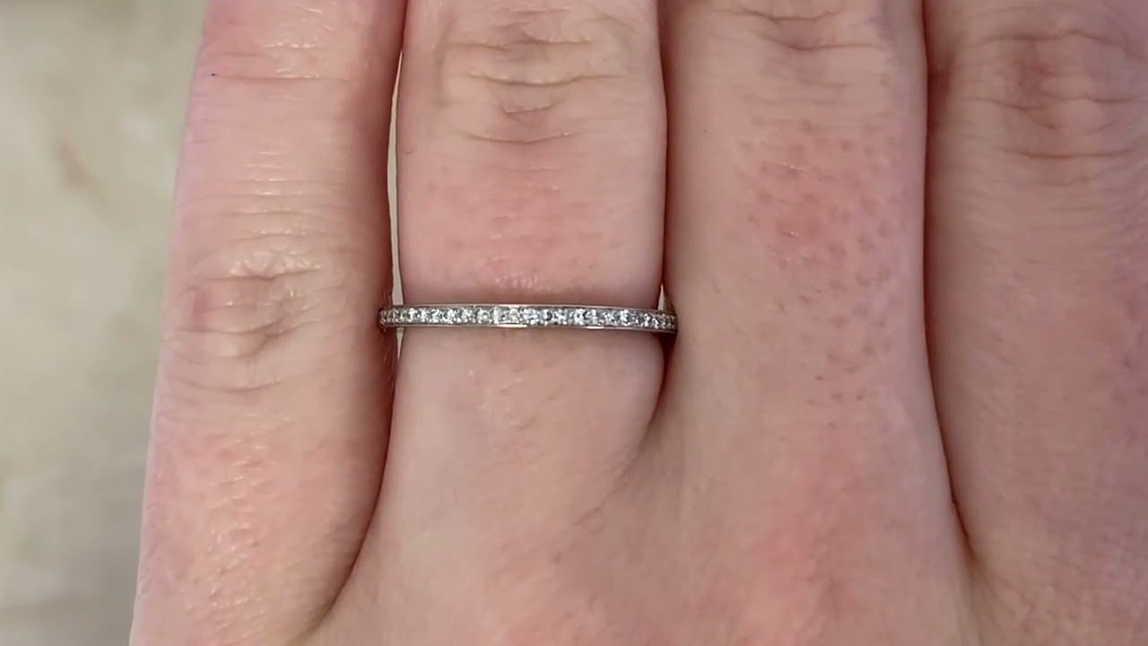 0.20ct Diamond and Platinum Hurlock Band 1.42mm - hand video -