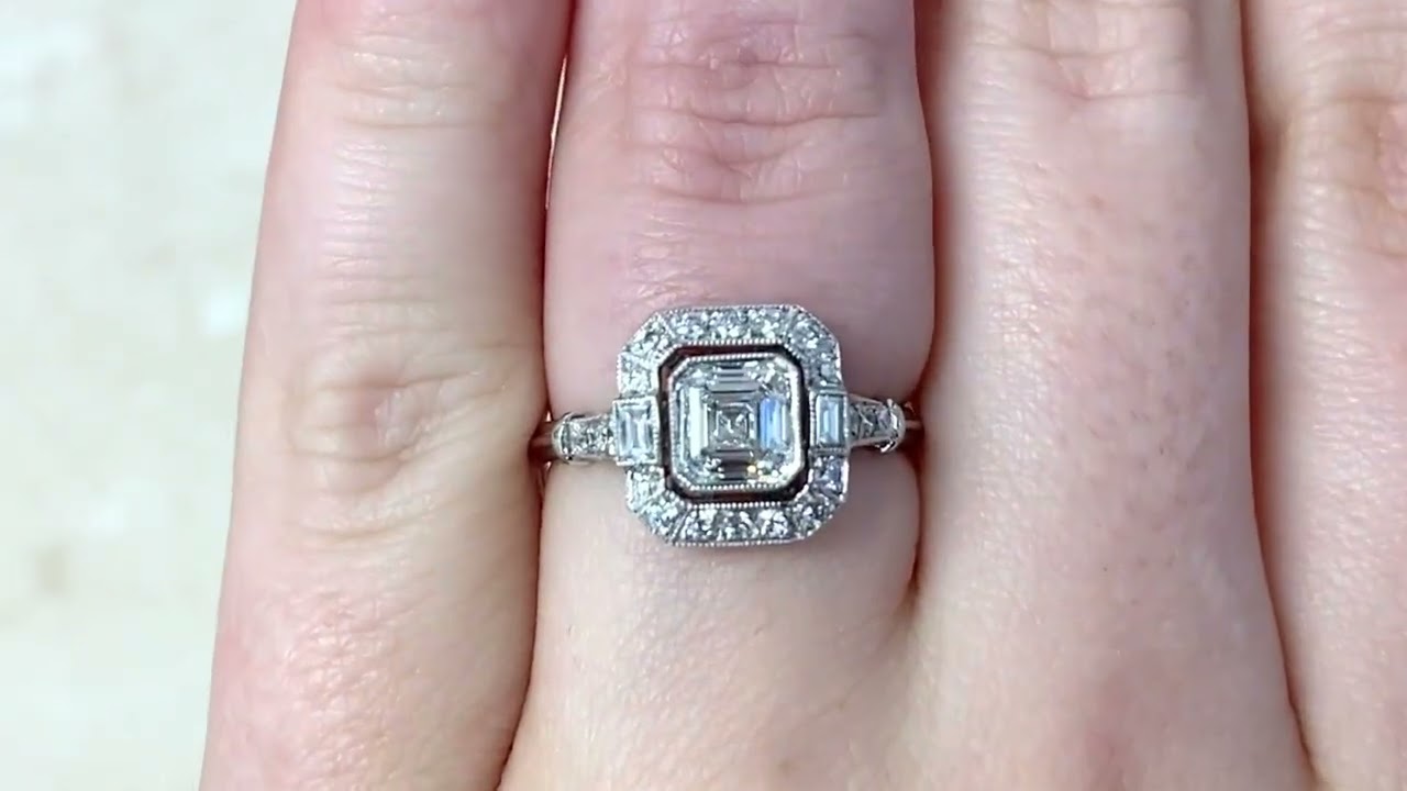 GIA certified 0.89 carat Asscher Cut Diamond Engagement Ring - Cannock Ring - Hand Video