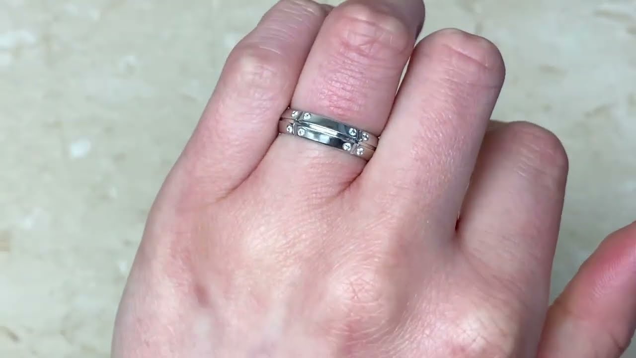 Tiffany & Co. 18k White Gold Diamond Accented Wedding Band - Tiffany Wedding Band - Hand Video