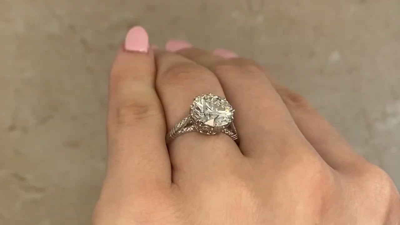 4.01ct GIA Certified Diamond Platinum Lima Ring