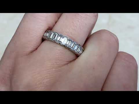 4.6MM 3.80ct Total Weight Emerald Cut Diamond Wedding Band - Dreyton Band - Hand Video