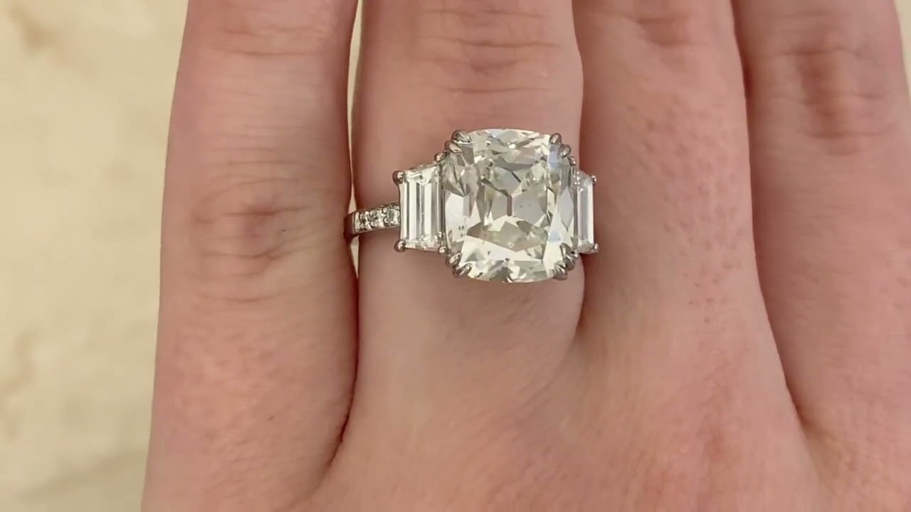 6.01ct Antique Cushion Cut Diamond Engagement Ring -Lennox Hill- Hand Video