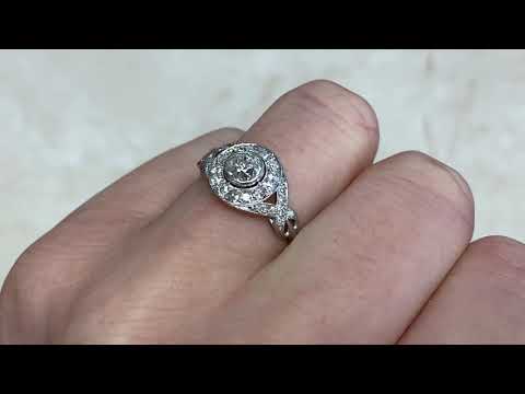 Art Deco Era 0.45ct Center Old European Cut Infinity Motif Diamond Ring