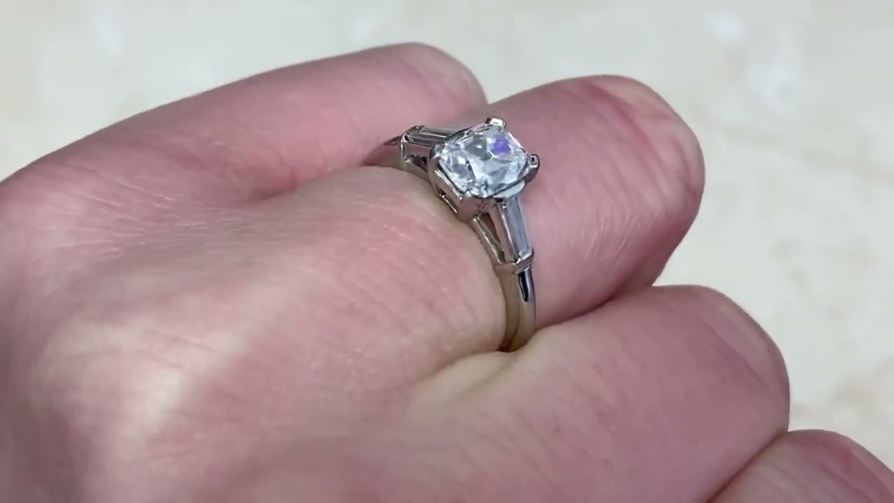 1.07ct Solitaire Antique Cushion Cut Diamond Engagement Ring - J.E. Caldwell Ring - Hand Video