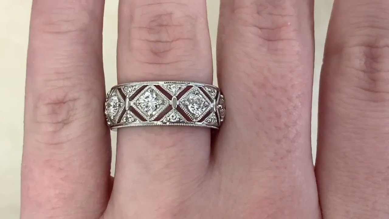 Edwardian-Style Diamond Wedding Band Handcrafted in Platinum - Granby Band - Hand Video