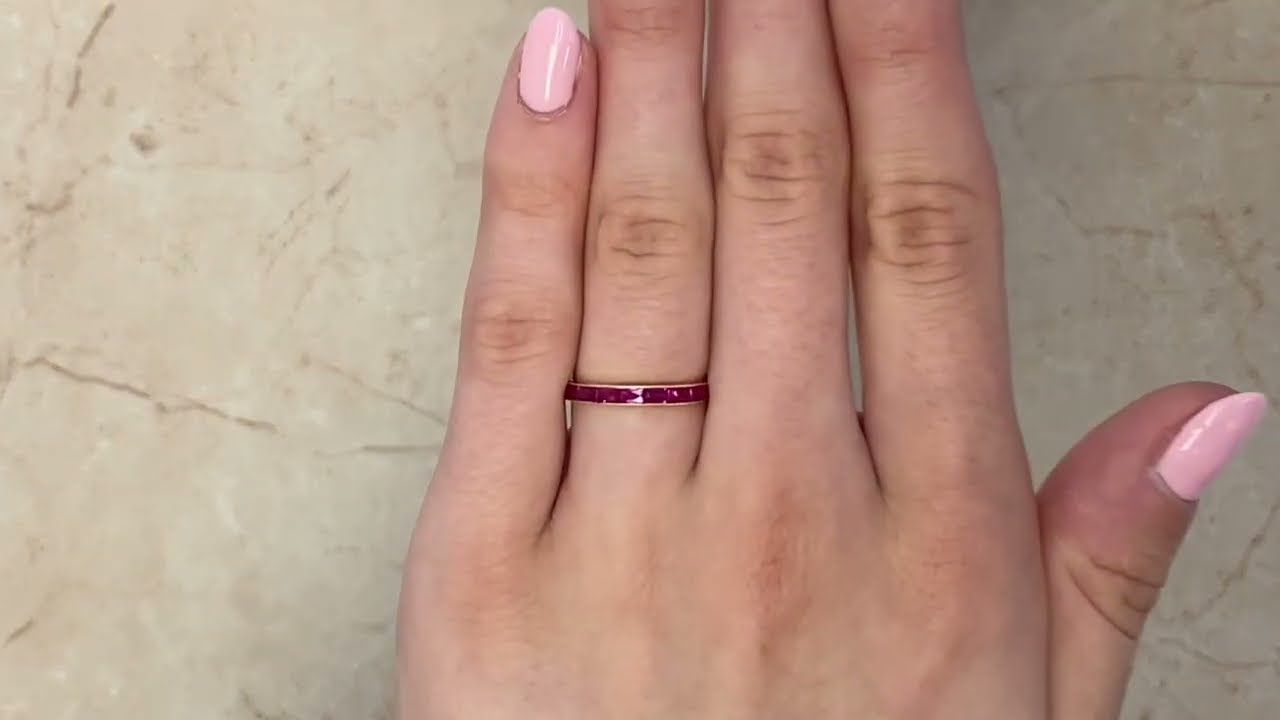Yellow Gold Half Eternity Ruby Gardiner Band 2.5mm