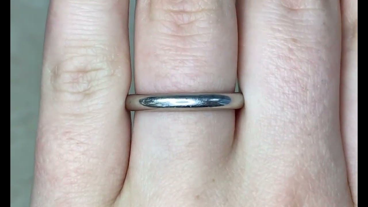 2.9mm French Signed Chaumet Paris Platinum Wedding Band with French Export Marks - Hand Video