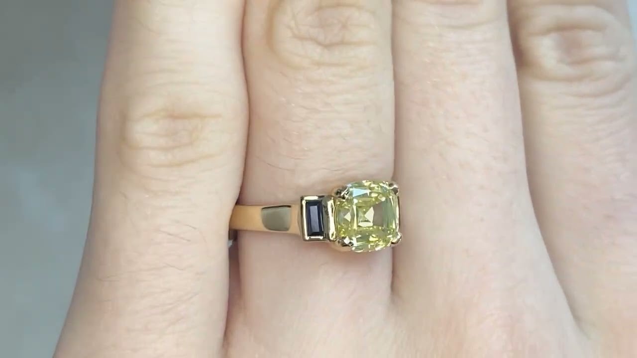 GIA 2.02ct Fancy Intense Greenish Yellow Diamond Ingalls Ring