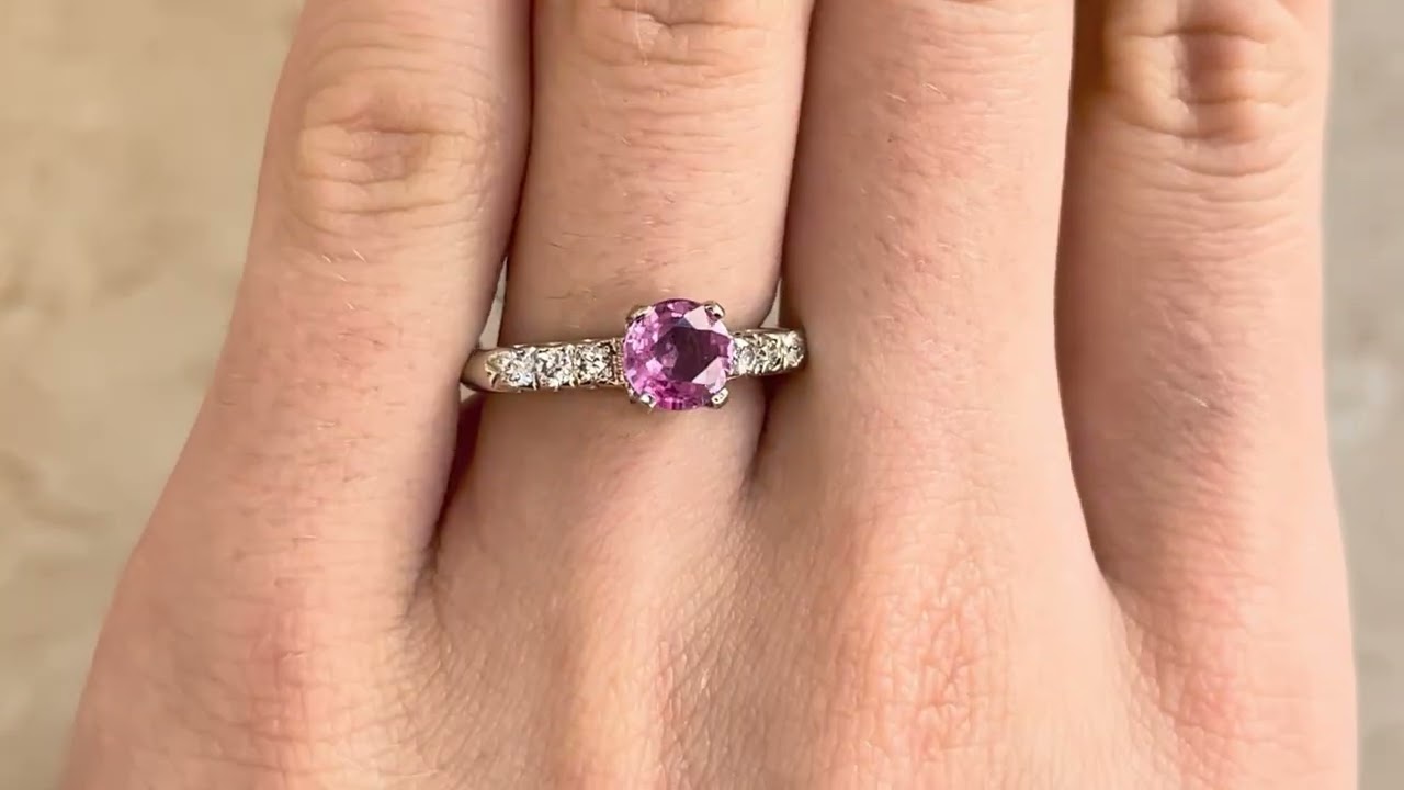 Vintage 0.93ct Pink Sapphire Ashridge Ring, Circa 1980
