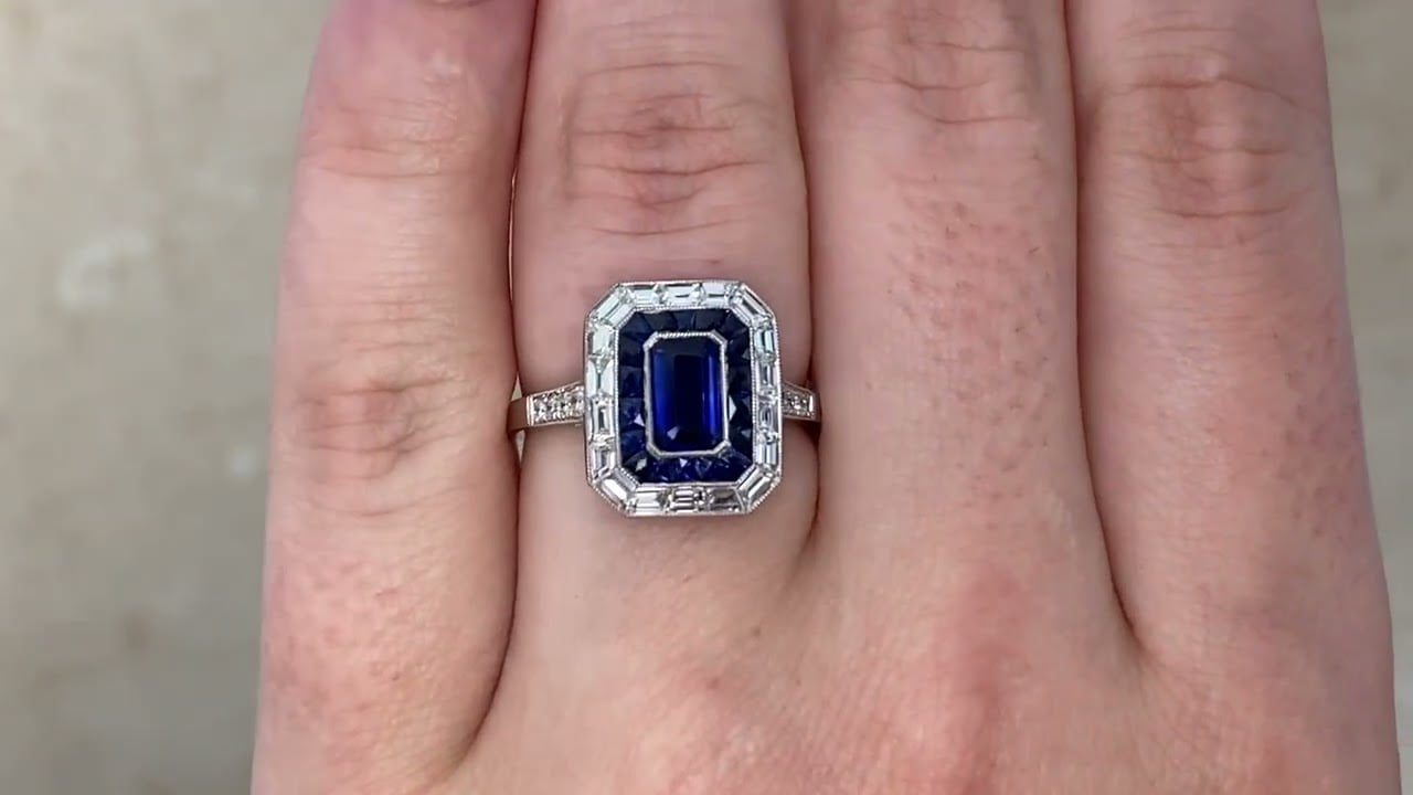 GIA Burma Non-Heated Sapphire Double Halo Aldine Ring