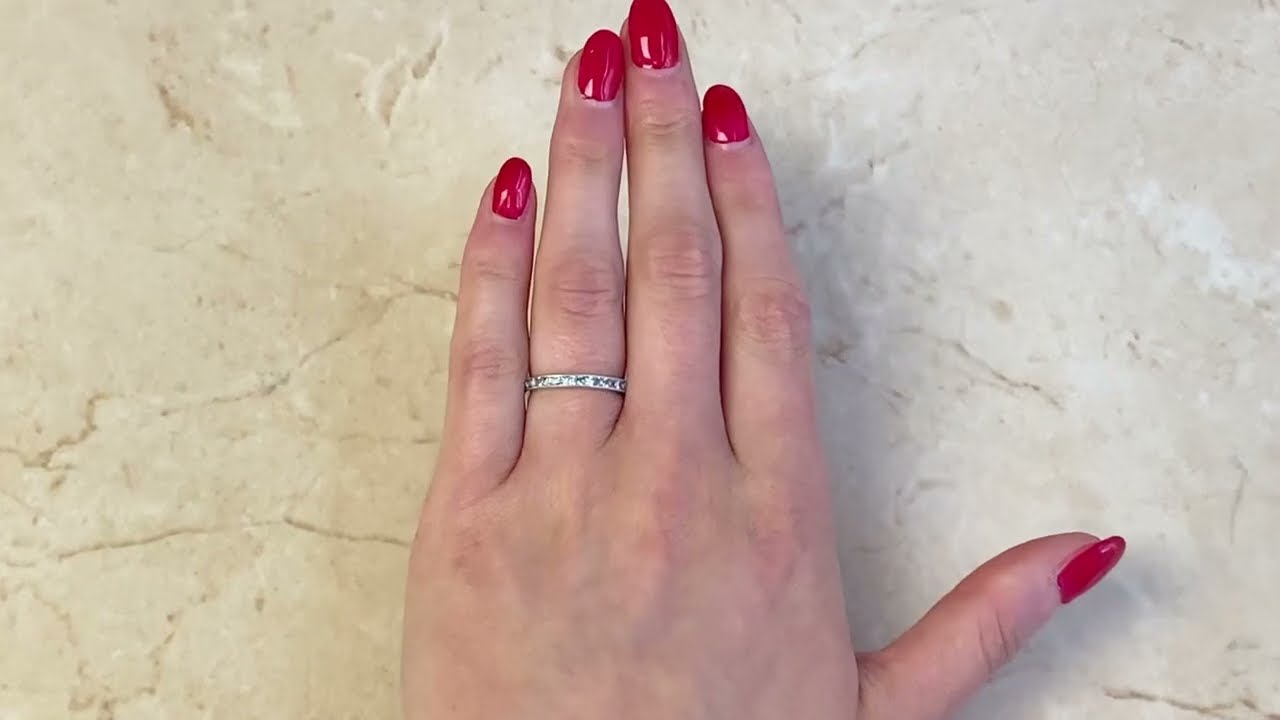 French Cut Natural Aquamarine Eternity Wedding Band - Biella Band - Hand Video