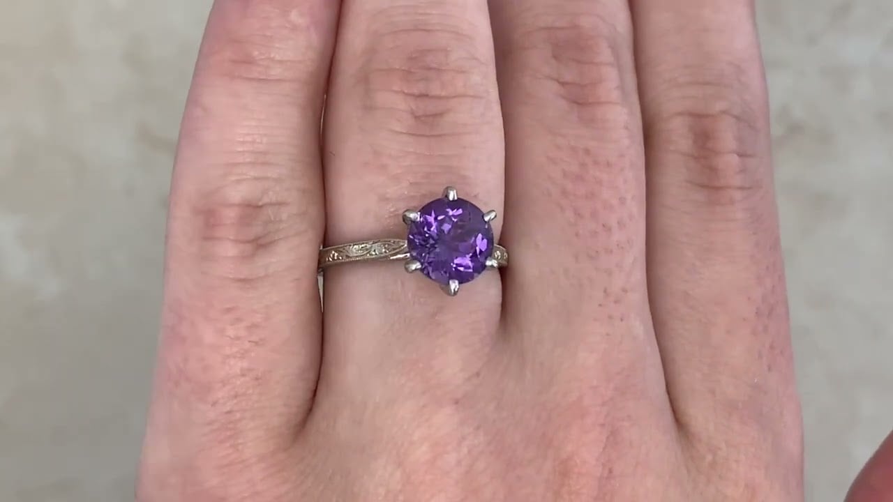 French 1.90ct Round Amethyst Meadowlark Ring
