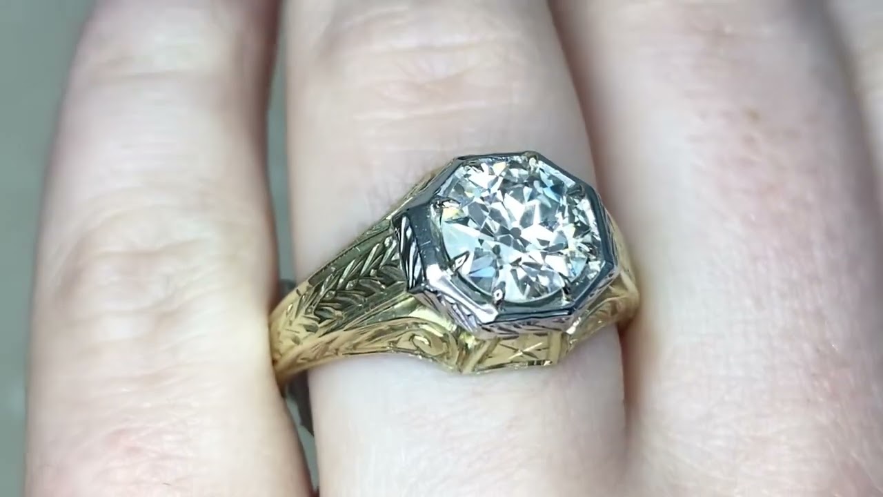 Retro Era 1.93ct Center Old European Cut Diamond Engagement Ring - Andover Ring - Hand Video