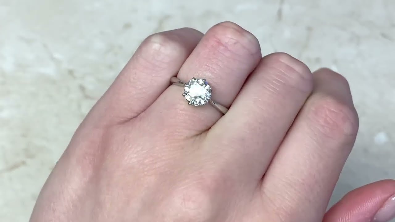Antique French Solitaire 1.48ct Diamond Engagement Ring - Lyndhurst Ring. Circa 1910 - Hand Video