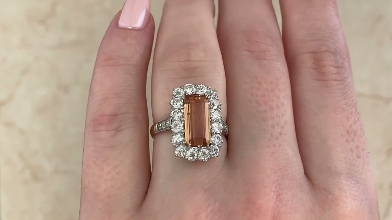 3.32ct Imperial Topaz Emerald Cut Millport Ring - hand video