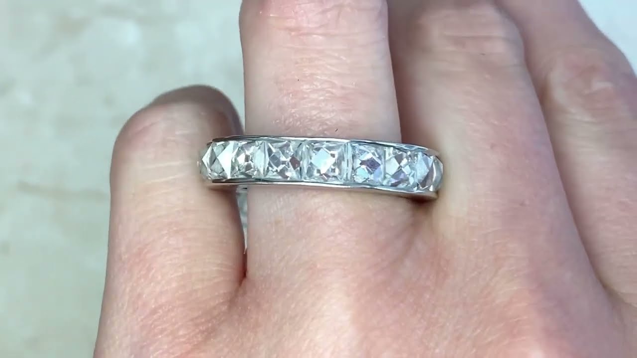 Antique French Cut Diamond Eternity Wedding Band - Danbury Band 5.8mm - Hand Video