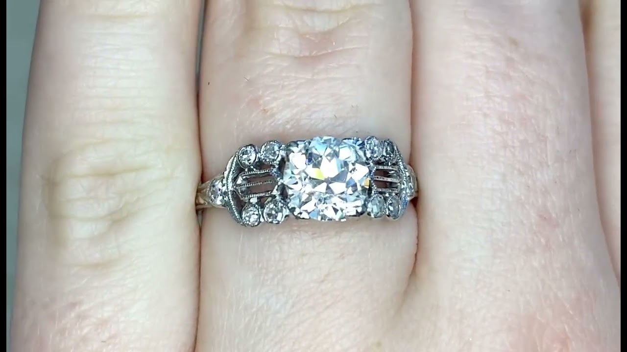 1.06 carat Old European Cut Diamond set in Prongs - Newcastle Ring - Hand Video