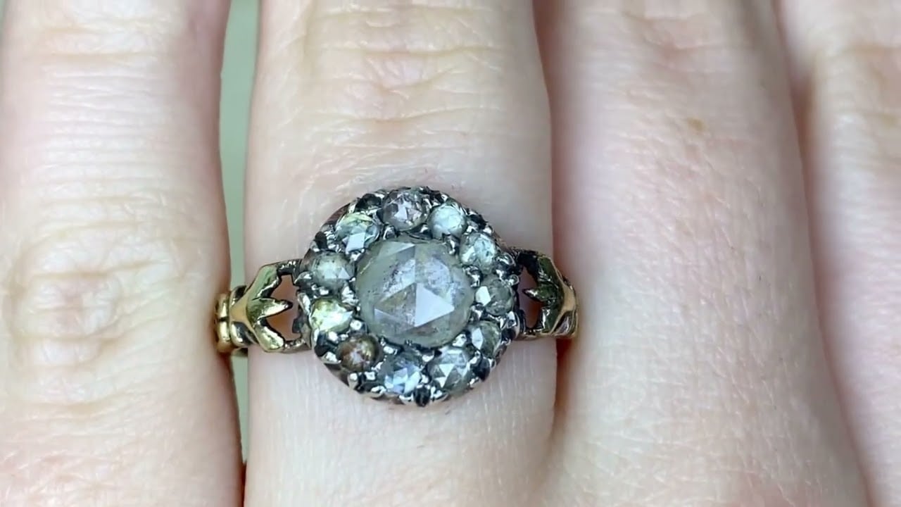 Antique Georgian Silver on Gold Cluster Ring - Berwick Ring - Hand Video