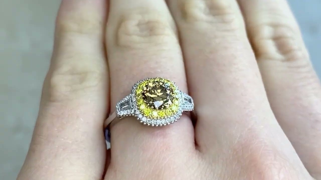 GIA 0.82ct Fancy Yellow-Brown Diamond Merrillan Ring
