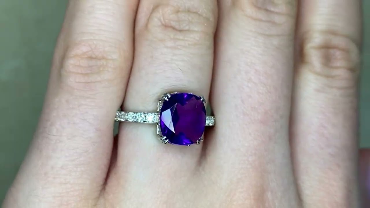 2.25ct Cushion Cut Amethyst and Diamond Pynon Ring