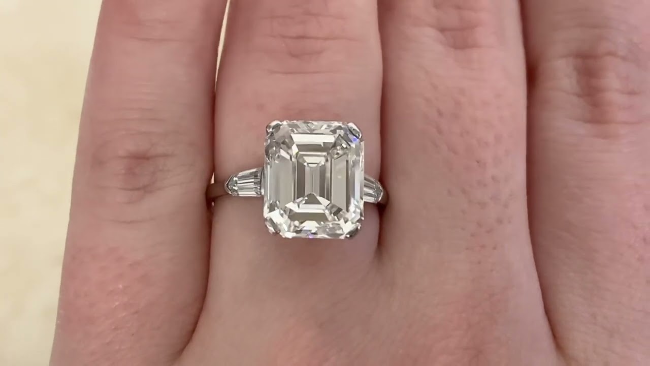 6.38ct Emerald Cut Diamond Engagement Ring -Winona Ring- Hand Video