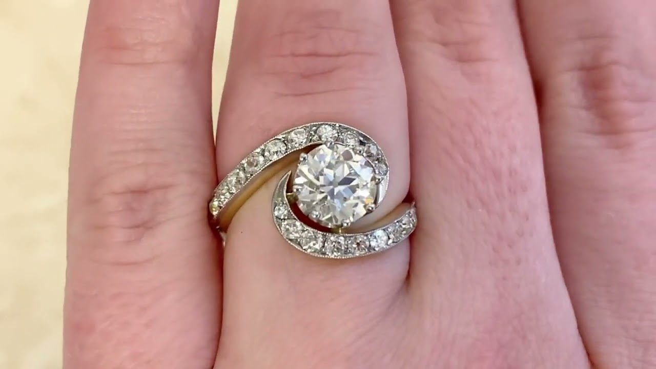 1.73ct Old European Cut Diamond Engagement Ring- Chandalar Ring- Hand Video