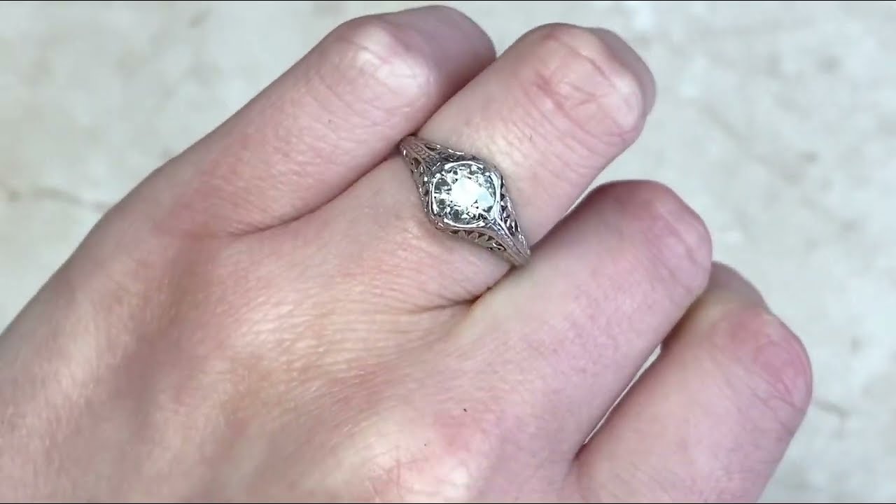Art Deco Old European Cut Diamond & Platinum Engagement Ring - Highbridge. Circa 1930 - Hand Video